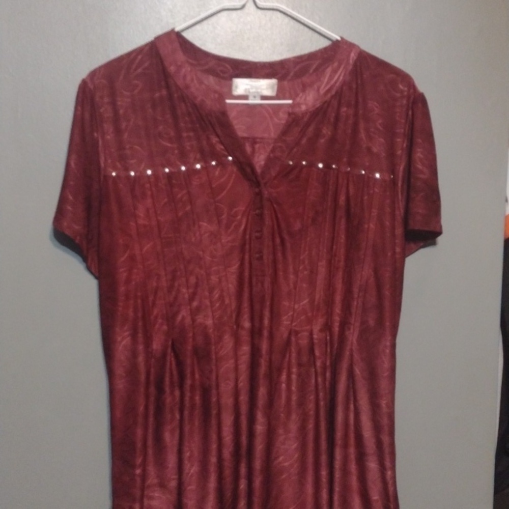 Shannon Ford red blouse with pleats in the front size medium